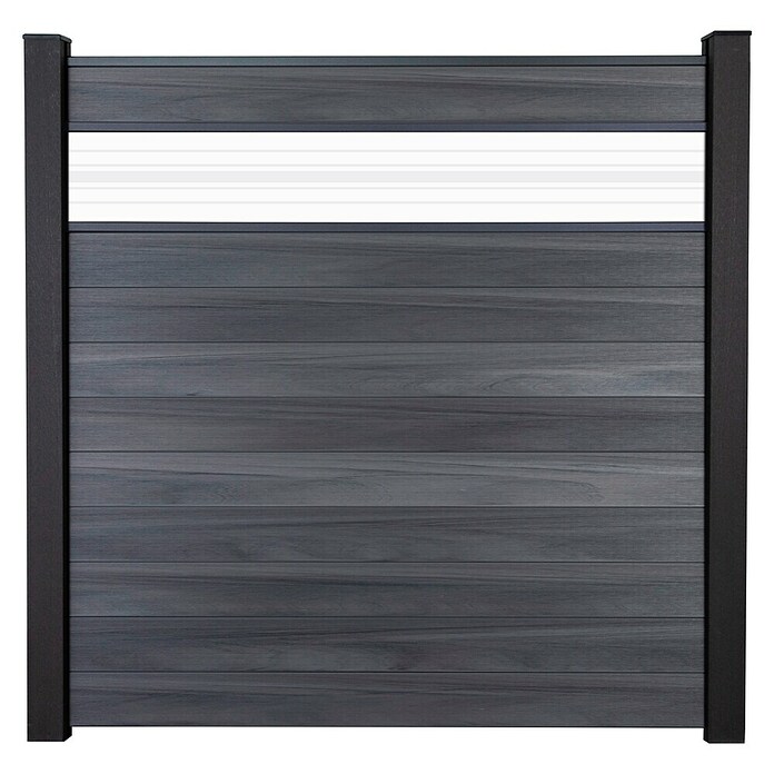 GroJa Solid Steckzaun (180 x 180 cm, Steingrau, Mit Glaseinsatz) | BAUHAUS