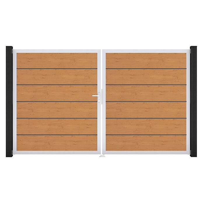 GroJa BasicLine Gartentor Premium (300 x 180 cm, Asteiche Natur (EV1), Kunststoff, DIN Anschlag: Links) | BAUHAUS