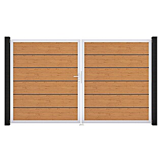 GroJa BasicLine Gartentor Premium (300 x 180 cm, Asteiche Natur (EV1), Kunststoff, DIN Anschlag: Links)