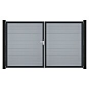 GroJa BasicLine Gartentor Schmal (300 x 180 cm, Silbergrau (DB703), Kunststoff, DIN Anschlag: Links) | BAUHAUS