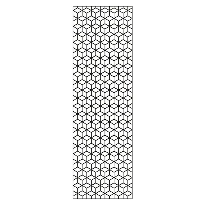 GroJa mix-it Einsatz - L x B x H: 2 x 60 x 180 cm, Aluminium, Cube - Schwarzes geometrisches Muster aus ineinandergreifenden Sechsecken, die eine 3D-Würfel-Illusion bilden.