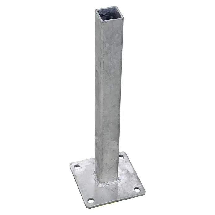 GroJa Konsole - 13 x 40,6 cm, Passend für: 6x6 Alu-Torpfosten - Feuerverzinkter Vierkantpfosten mit Bodenplatte und vier Befestigungslöchern.