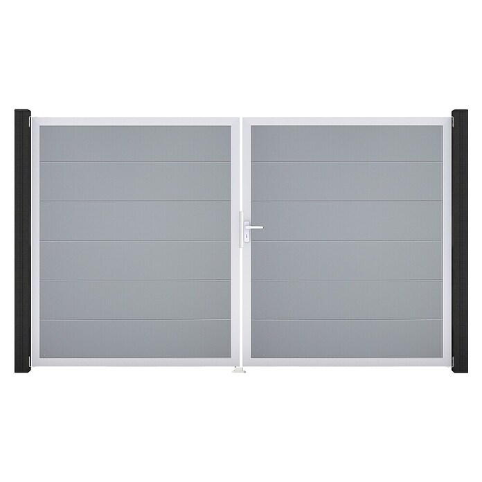 GroJa BasicLine Gartentor (300 x 180 cm, Silbergrau (EV1), Kunststoff, DIN Anschlag: Rechts) | BAUHAUS