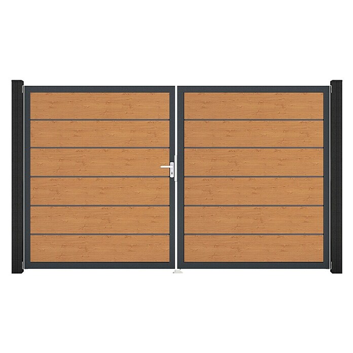 GroJa BasicLine Gartentor Premium (300 x 180 cm, Asteiche Natur (DB703), Kunststoff, DIN Anschlag: Links) | BAUHAUS