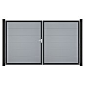 GroJa BasicLine Gartentor (300 x 180 cm, Silbergrau (DB703), Kunststoff, DIN Anschlag: Links) | BAUHAUS