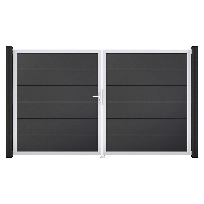 GroJa BasicLine Gartentor (300 x 180 cm, Anthrazit (EV1), Kunststoff, DIN Anschlag: Links) | BAUHAUS