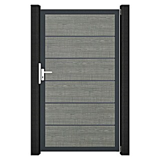 GroJa BasicLine Gartentor Premium (100 x 180 cm, Grey Ash Cut (DB703), Kunststoff)