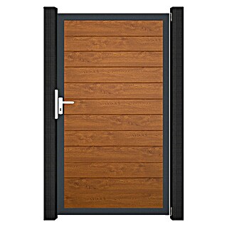 GroJa BasicLine Gartentor Schmal (100 x 180 cm, Golden Oak (DB703), Kunststoff)