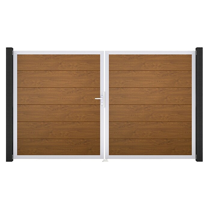 GroJa BasicLine Gartentor (300 x 180 cm, Golden Oak (EV1), Kunststoff, DIN Anschlag: Links) | BAUHAUS