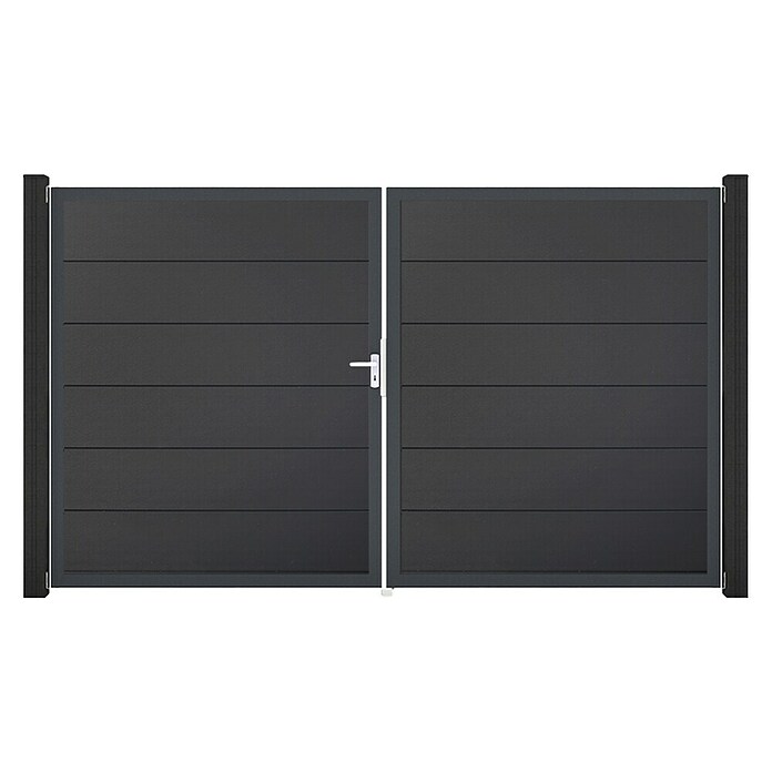 GroJa BasicLine Gartentor (300 x 180 cm, Anthrazit (DB703), Kunststoff, DIN Anschlag: Links) | BAUHAUS