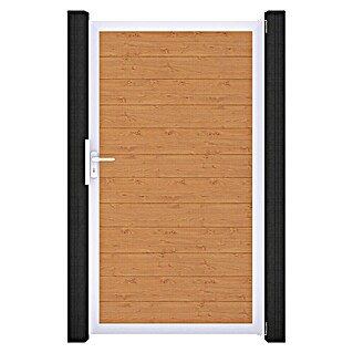 GroJa BasicLine Gartentor Schmal (100 x 180 cm, Asteiche Natur (EV1), Kunststoff)