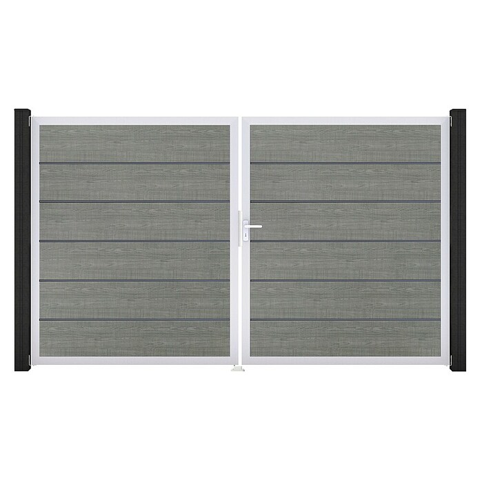 GroJa BasicLine Gartentor Premium (300 x 180 cm, Gray Ash Cut (EV1), Kunststoff, DIN Anschlag: Rechts) | BAUHAUS