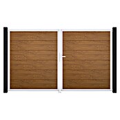 GroJa BasicLine Gartentor (300 x 180 cm, Golden Oak (EV1), Kunststoff, DIN Anschlag: Rechts) | BAUHAUS
