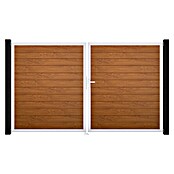 GroJa BasicLine Gartentor Schmal (300 x 180 cm, Golden Oak (EV1), Kunststoff, DIN Anschlag: Rechts) | BAUHAUS