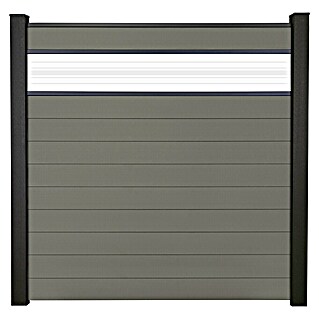 GroJa Solid Steckzaun (180 x 180 cm, Grau, Mit Glaseinsatz)