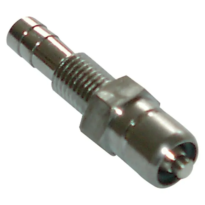Anschlussstutzen Stecker - Edelstahl, Passend für: Außenbordmotoren von Tohatsu/Nissan - Nahaufnahme eines glänzenden Metall-Kraftstoffnippels, der für eine zuverlässige Verbindung in Kraftstoffsystemen entwickelt wurde.
