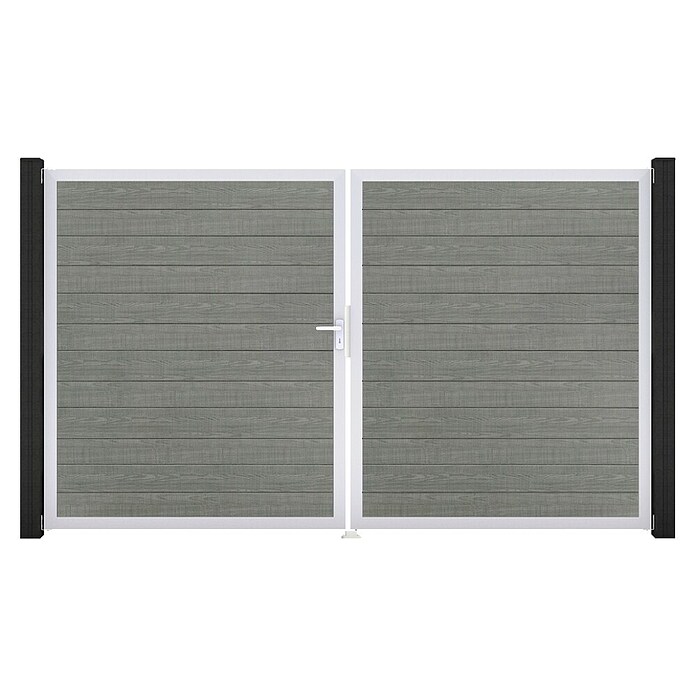 GroJa BasicLine Gartentor Schmal (300 x 180 cm, Gray Ash Cut (EV1), Kunststoff, DIN Anschlag: Links) | BAUHAUS