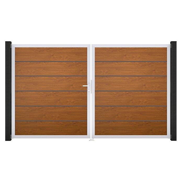 GroJa BasicLine Gartentor Premium (300 x 180 cm, Golden Oak (EV1), Kunststoff, DIN Anschlag: Links) | BAUHAUS