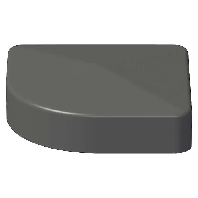 GroJa Lumino Pfostenkappe - 7 x 7 cm, Anthrazit - Dunkelgrauer Industrie-Einsatz, rechteckig mit einer abgerundeten Ecke.