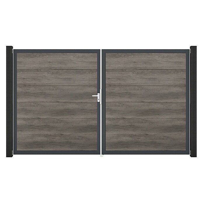 GroJa BasicLine Gartentor (300 x 180 cm, Monument Oak (DB703), Kunststoff, DIN Anschlag: Links) | BAUHAUS