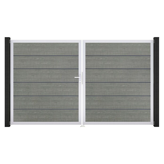 GroJa BasicLine Gartentor Premium (300 x 180 cm, Gray Ash Cut (EV1), Kunststoff, DIN Anschlag: Links) | BAUHAUS
