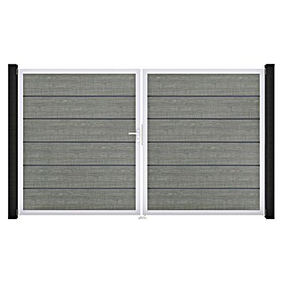 GroJa BasicLine Gartentor Premium (300 x 180 cm, Gray Ash Cut (EV1), Kunststoff, DIN Anschlag: Links)