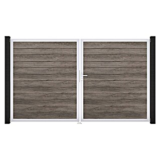 GroJa BasicLine Gartentor Schmal (300 x 180 cm, Monument Oak (EV1), Kunststoff, DIN Anschlag: Rechts)