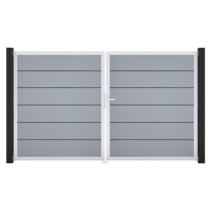 GroJa BasicLine Gartentor Premium (300 x 180 cm, Silbergrau (EV1), Kunststoff, DIN Anschlag: Rechts) | BAUHAUS