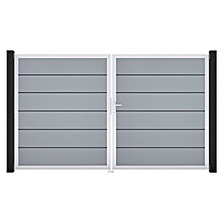 GroJa BasicLine Gartentor Premium (300 x 180 cm, Silbergrau (EV1), Kunststoff, DIN Anschlag: Rechts)