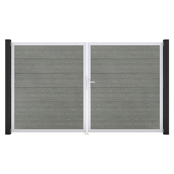 GroJa BasicLine Gartentor (300 x 180 cm, Grey Ash Cut (EV1), Kunststoff, DIN Anschlag: Rechts) | BAUHAUS