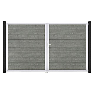 GroJa BasicLine Gartentor (300 x 180 cm, Grey Ash Cut (EV1), Kunststoff, DIN Anschlag: Rechts)