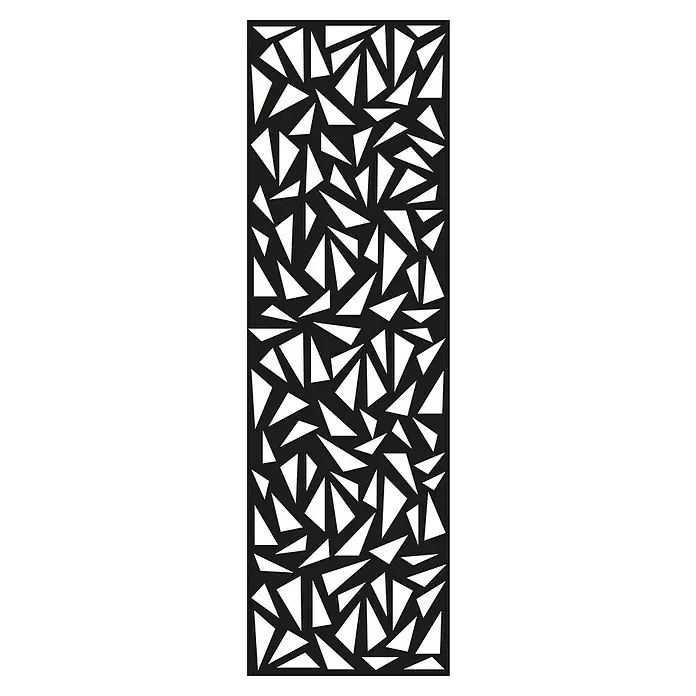 GroJa mix-it Einsatz - L x B x H: 2 x 60 x 180 cm, Aluminium, Triangle - Schwarze Dekorplatte mit abstraktem geometrischem Muster aus dreieckigen Ausschnitten.