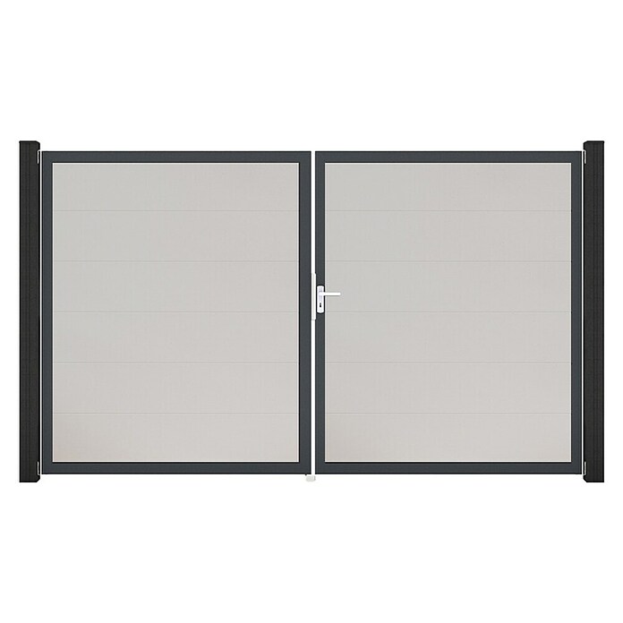 GroJa BasicLine Gartentor (300 x 180 cm, Weiß (DB703), Kunststoff, DIN Anschlag: Rechts) | BAUHAUS