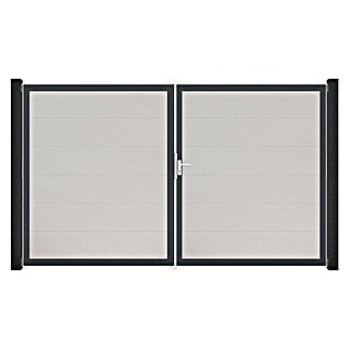 GroJa BasicLine Gartentor (300 x 180 cm, Weiß (DB703), Kunststoff, DIN Anschlag: Rechts)