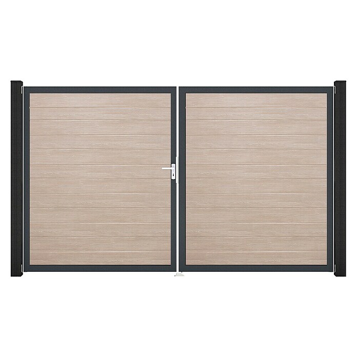 GroJa BasicLine Gartentor Schmal (300 x 180 cm, Shefflied Oak (DB703), Kunststoff, DIN Anschlag: Links) | BAUHAUS