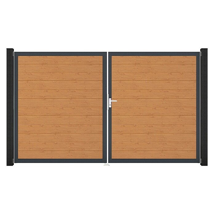 GroJa BasicLine Gartentor Schmal (300 x 180 cm, Asteiche Natur (DB703), Kunststoff, DIN Anschlag: Rechts) | BAUHAUS