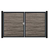 GroJa BasicLine Gartentor Schmal (300 x 180 cm, Monument Oak (DB703), Kunststoff, DIN Anschlag: Links) | BAUHAUS
