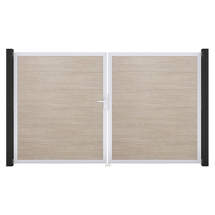 GroJa BasicLine Gartentor (300 x 180 cm, Shefflied Oak (EV1), Kunststoff, DIN Anschlag: Links) | BAUHAUS