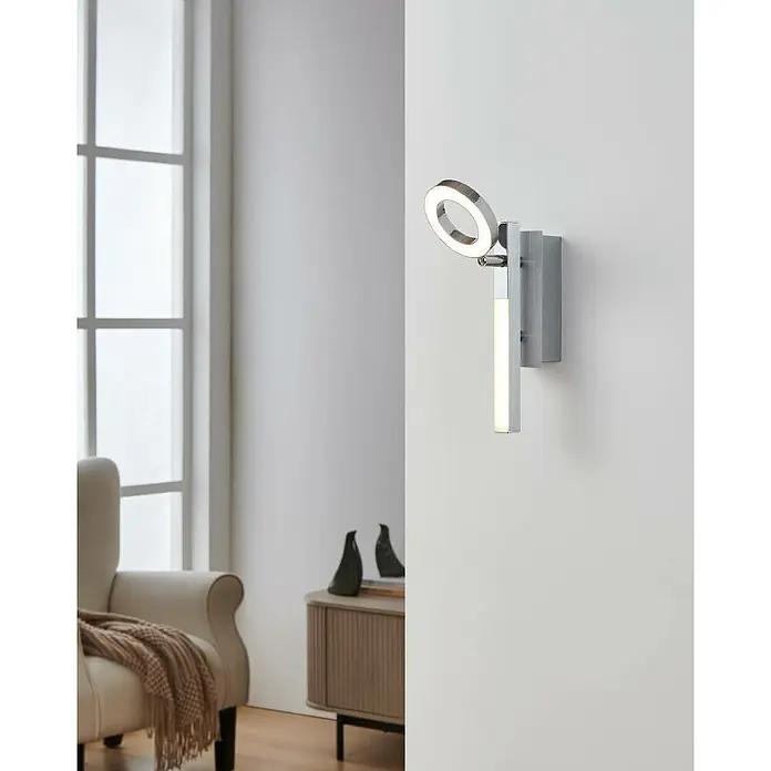Eglo LED-Wandstrahler Cardillio 1 - Chrom, Warmweiß, 1 Stk. - Die moderne Wandleuchte mit ihrem kreisförmigen Licht und dem schlanken Design ist eine stilvolle Beleuchtungslösung für jeden Raum.