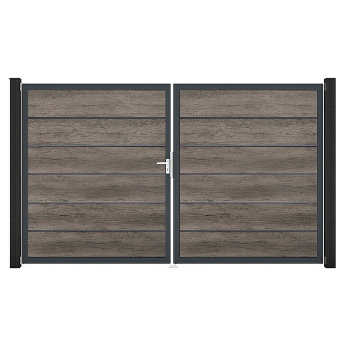 GroJa BasicLine Gartentor Premium (300 x 180 cm, Monument Oak (DB703), Kunststoff, DIN Anschlag: Links) | BAUHAUS