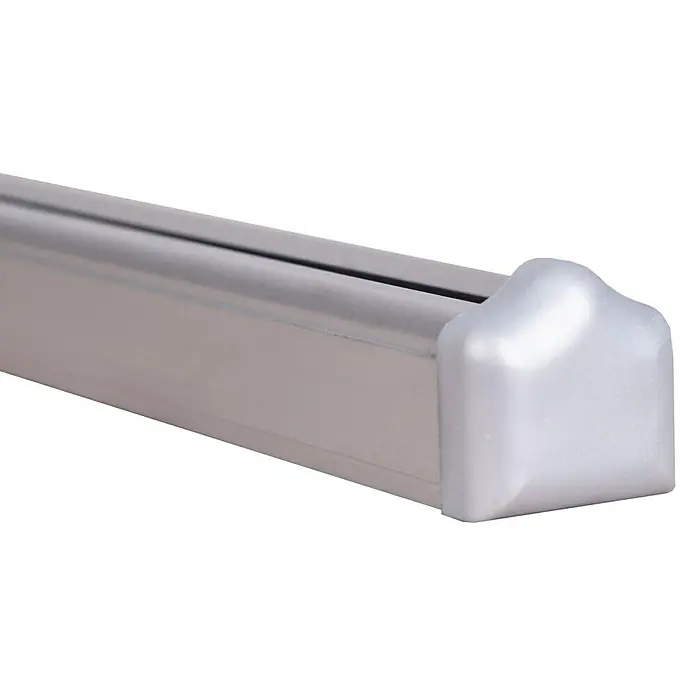 GroJa mix-it Universalleiste - Länge: 300 cm, Silbergrau - Silber-graues Aluminiumprofil mit oberer Nut und passender abgerundeter Endkappe.