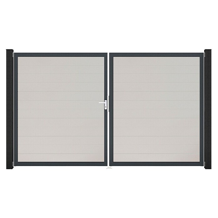 GroJa BasicLine Gartentor Schmal (300 x 180 cm, Weiß (DB703), Kunststoff, DIN Anschlag: Links) | BAUHAUS