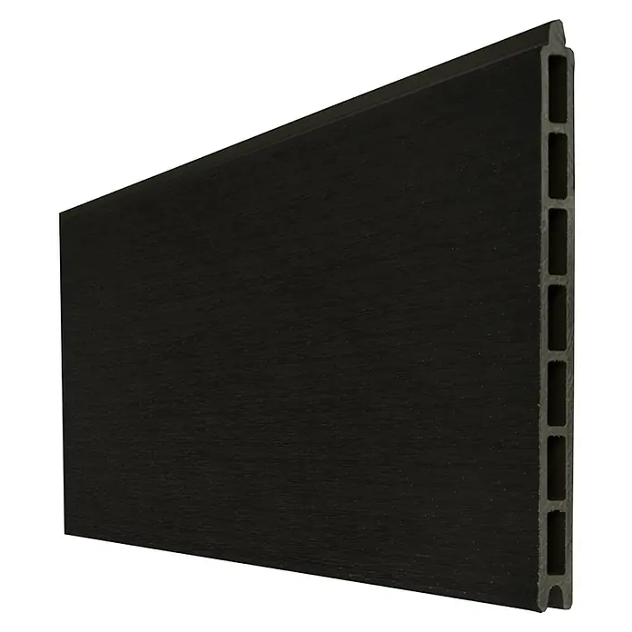 GroJa Solid Steckzaun Grande - 180 x 24 cm, Schwarz - Strukturiertes dunkelbraunes Verbundbrett mit Hohlkammerprofil.