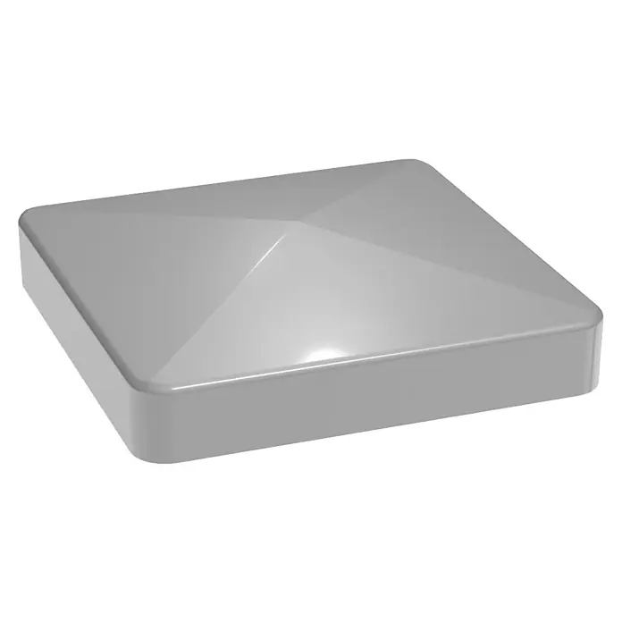 GroJa Lumino Pfostenkappe - 9 x 9 cm, Kunststoff, Silbergrau - Graue, quadratische Pfostenkappe mit pyramidenförmigem Oberteil und abgerundeten Kanten.