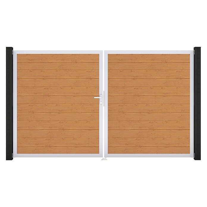 GroJa BasicLine Gartentor Schmal (300 x 180 cm, Asteiche Natur (EV1), Kunststoff, DIN Anschlag: Links) | BAUHAUS