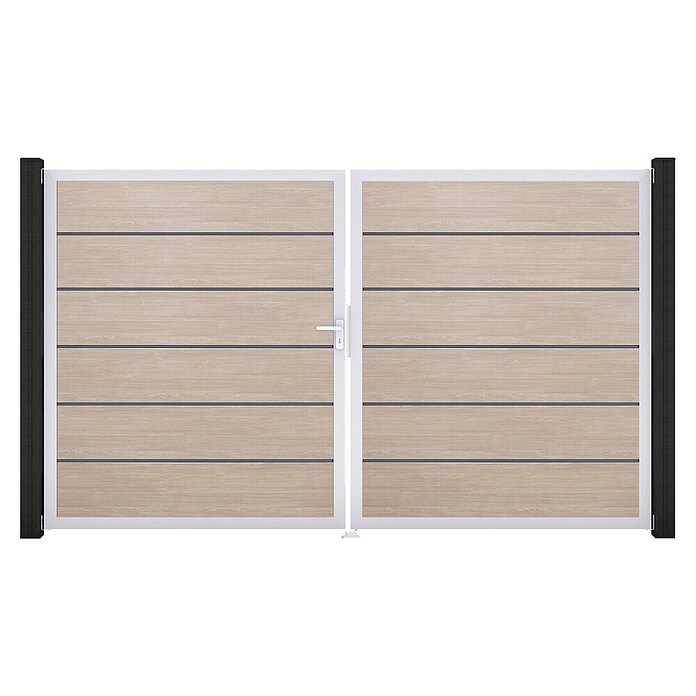 GroJa BasicLine Gartentor Premium (300 x 180 cm, Shefflied Oak (EV1), Kunststoff, DIN Anschlag: Links) | BAUHAUS