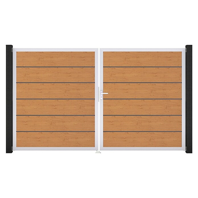 GroJa BasicLine Gartentor Premium (300 x 180 cm, Asteiche Natur (EV1), Kunststoff, DIN Anschlag: Rechts) | BAUHAUS