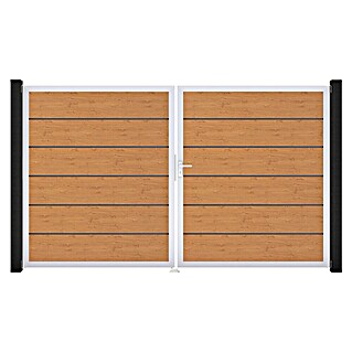 GroJa BasicLine Gartentor Premium (300 x 180 cm, Asteiche Natur (EV1), Kunststoff, DIN Anschlag: Rechts)