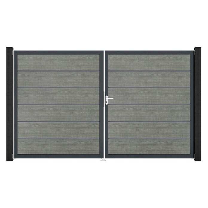 GroJa BasicLine Gartentor Premium (300 x 180 cm, Grey Ash Cut (DB703), Kunststoff, DIN Anschlag: Rechts) | BAUHAUS
