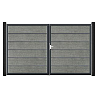 GroJa BasicLine Gartentor Premium (300 x 180 cm, Grey Ash Cut (DB703), Kunststoff, DIN Anschlag: Rechts)